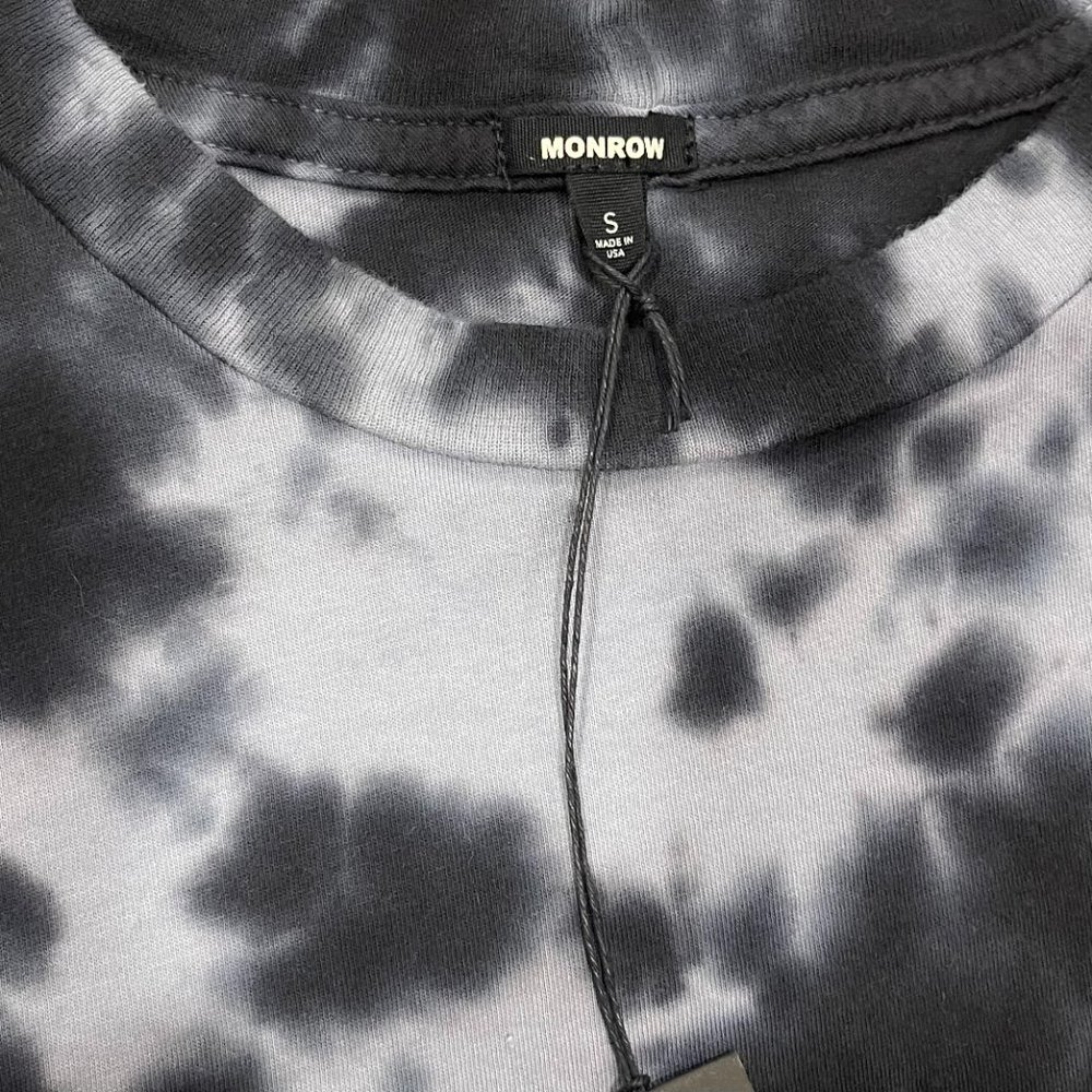 NWT Monrow Men's Black Tie Dye Relaxed Crewneck 100% Cotton T-Shirt, Size S - Picture 5 of 6